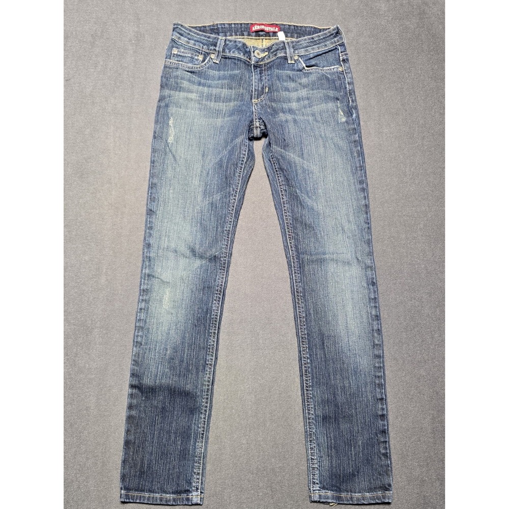 Aeropostale Authentic Denim Jeans Blue Wash Distressed Women's 28x29 Y2K‎